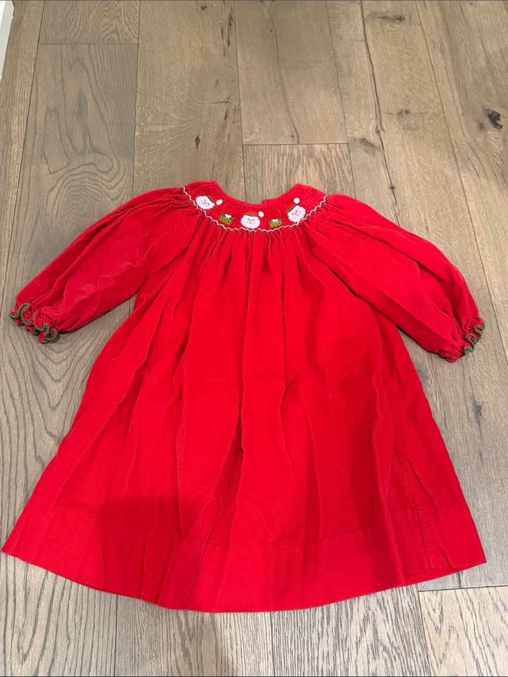 Edgehill Collection Red Holiday Smocked Corduroy Dress for Girls
